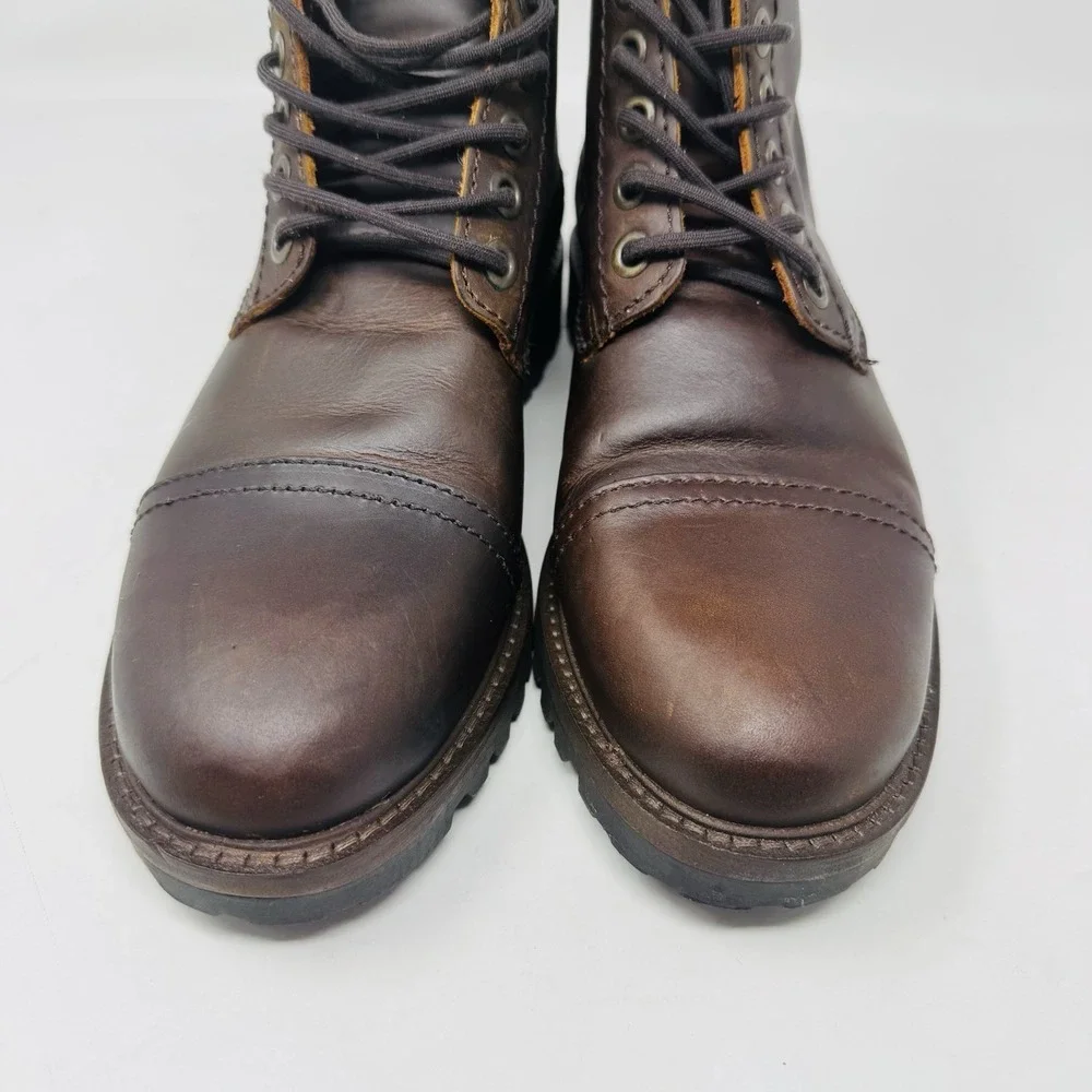Patina Brown Leather Lace Up Boots | Made in Mexico Men's‎ Size 7/40 NWOB